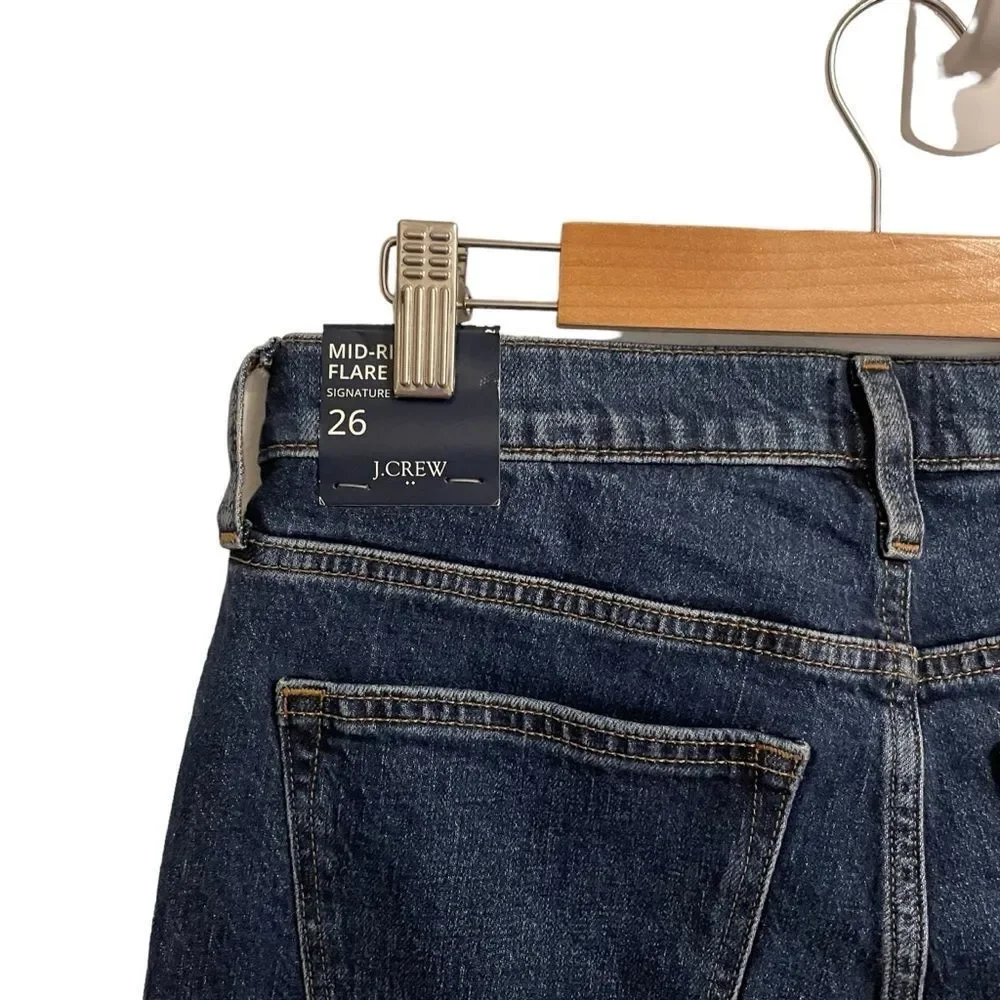 J. Crew Factory Mid Rise Flare Crop‎ Jeans Dark Wash Button Fly Size 26 NWT - Picture 6 of 7